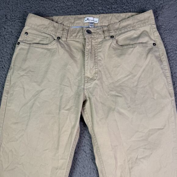 Peter Millar Pants Mens 32x30 Beige Soft Touch Twill 5-Pocket Stretch Chino Golf - Picture 3 of 11